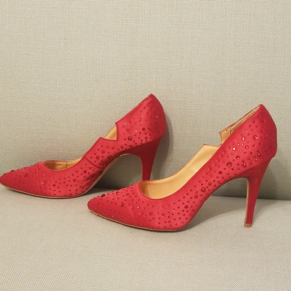 POUR LA VICTOIRE red rhinestone pumps - Picture 2 of 8